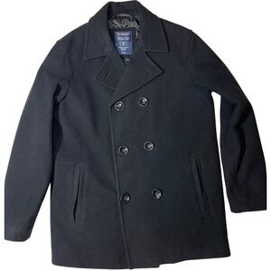 Roundtree & Yorke Black Double Breasted Wool Peacoat Women's Size Medium